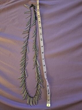 Light Blue Beaded Fringe Necklace